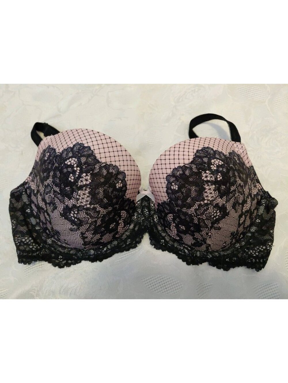 Victoria Secret Dream Angels Lined Demi Buste Bra 34 DD Pink Black